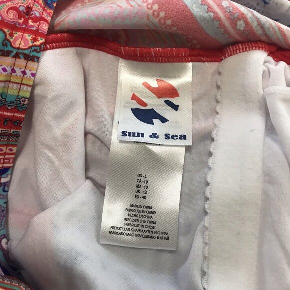 NWT Sun & Sea Size Large Halter One Piece Bathing Swimming Suit Boho Multi-Color - Picture 4 of 7